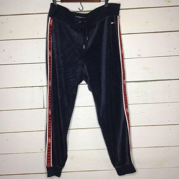 New Tommy Hilfiger Elastic Jogger Logo Stripe Navy Women's PLUS 2X - Picture 1 of 8